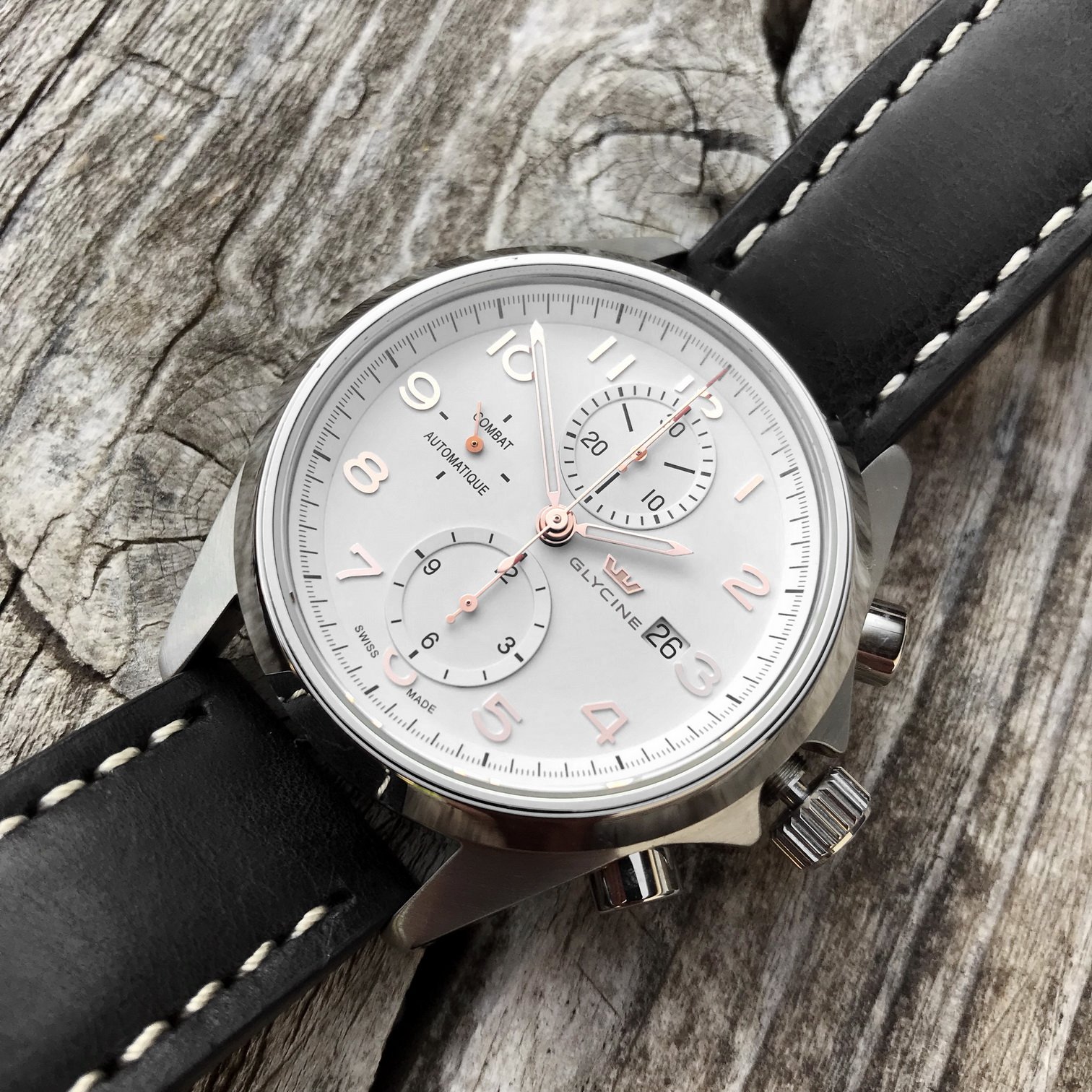 Eladó Glycine Combat 3945 Chronograph White Rose óra